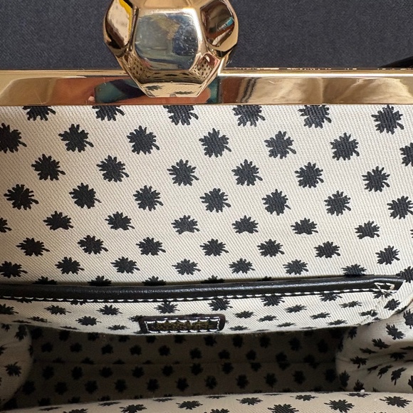 FRANCES VALENTINE BLACK DOCTOR-BAG HANDBAG (LEATHER + GOLD FRAME) - Picture 5 of 5